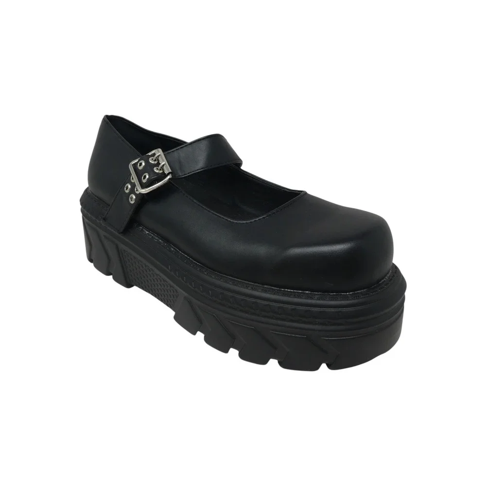 Koi Footwear Tira Mary Janes Women Size 39 US 8 Black Chunky Platform Vegan Goth